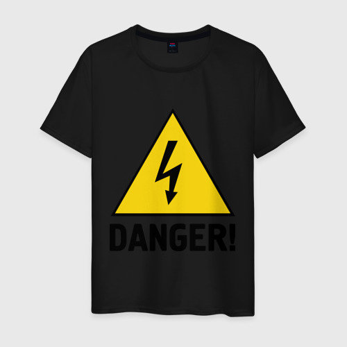 Мужская футболка хлопок Danger!, цвет черный