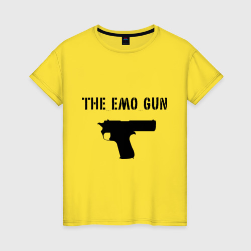 Женская футболка хлопок The EMO Gun, цвет желтый