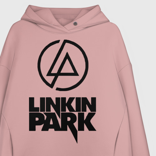 Женское худи Oversize хлопок Linkin Park, цвет пыльно-розовый - фото 3