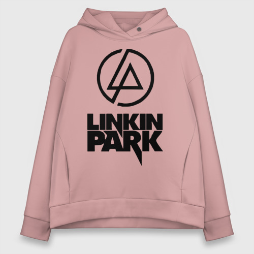 Женское худи Oversize хлопок Linkin Park, цвет пыльно-розовый