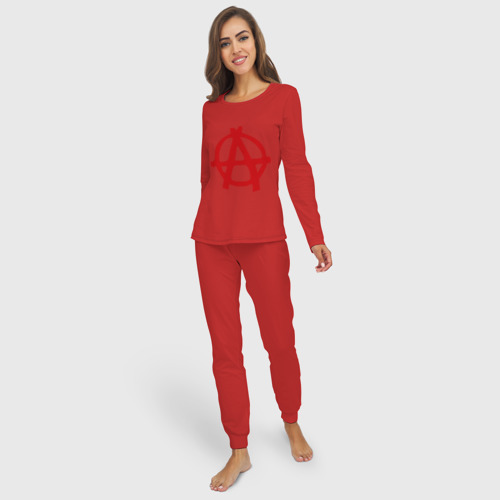 Женская пижама с лонгсливом хлопок Анархия, цвет красный - фото 3