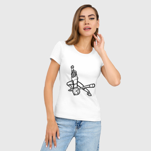 Женская футболка хлопок Slim Фехтовальщик, цвет белый - фото 3