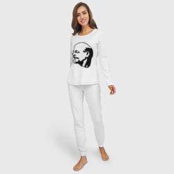 Женская пижама с лонгсливом хлопок Ленин - фото 2