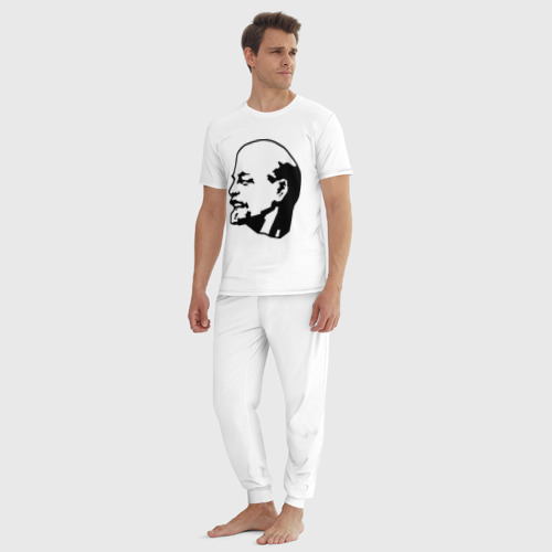 Мужская пижама хлопок Ленин, цвет белый - фото 5