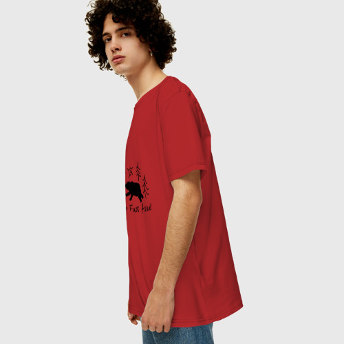 Мужская футболка хлопок Oversize Siberian Fast Food, цвет красный - фото 5