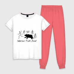 Женская пижама с белой футболкой хлопок Siberian Fast Food