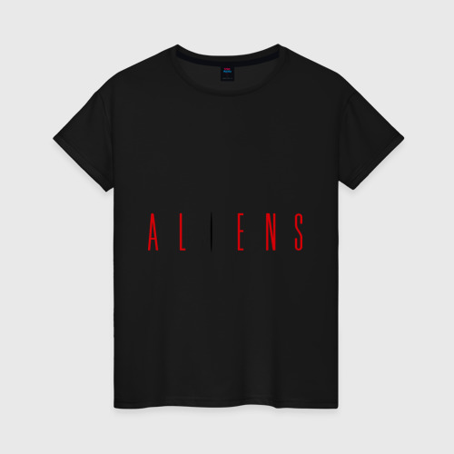 Женская футболка хлопок ALIENS, цвет черный