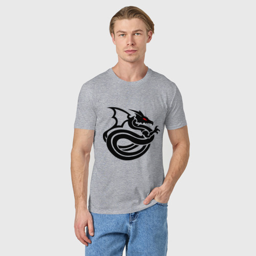 Мужская футболка хлопок Змеедракон, цвет меланж - фото 3