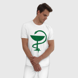 Пижама с принтом Медик для мужчины, вид на модели спереди №2. Цвет основы: белый