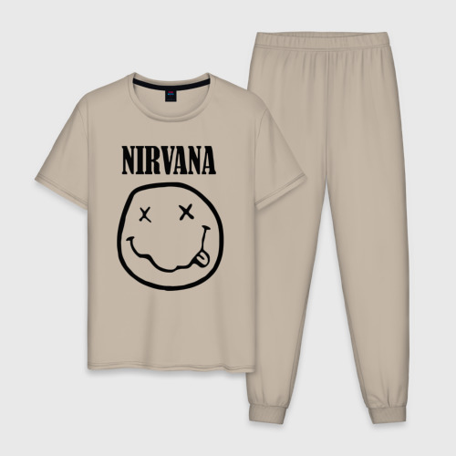 Мужская пижама хлопок Nirvana, цвет миндальный