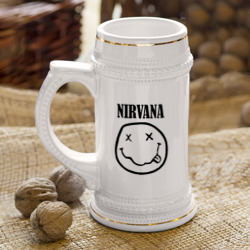 Кружка с принтом Nirvana для любого человека, вид спереди №3. Цвет основы: белый