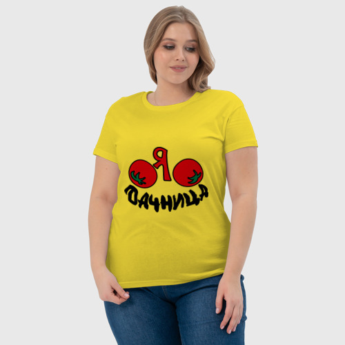 Женская футболка хлопок Дачница, цвет желтый - фото 6