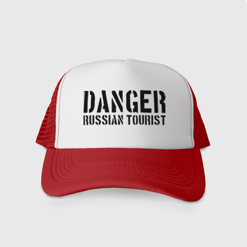 Кепка тракер с сеткой Danger Russian Tourist, цвет красный