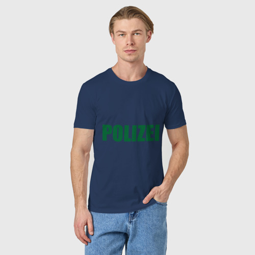Мужская футболка хлопок Polizei, цвет темно-синий - фото 3