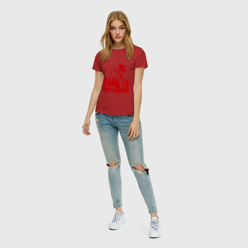 Женская футболка хлопок Велосипед, цвет красный - фото 5