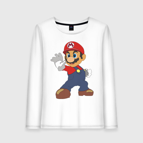Женский лонгслив хлопок Super Mario (1), цвет белый