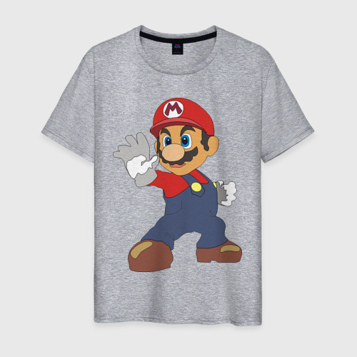 Мужская футболка хлопок Super Mario (1), цвет меланж