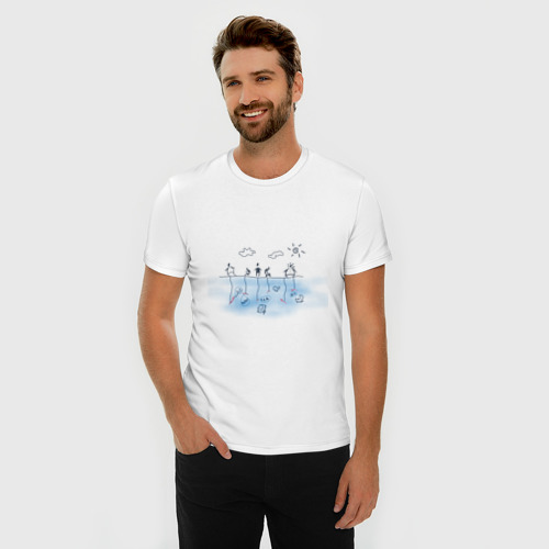 Мужская футболка хлопок Slim Рыбалка, цвет белый - фото 3
