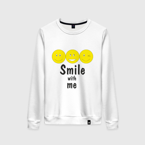 Женский свитшот хлопок Smile with me, цвет белый