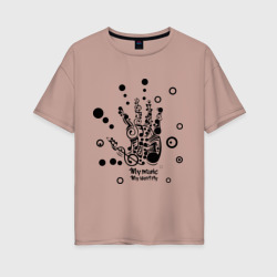 My music – Женская футболка хлопок Oversize с принтом купить со скидкой в -16%