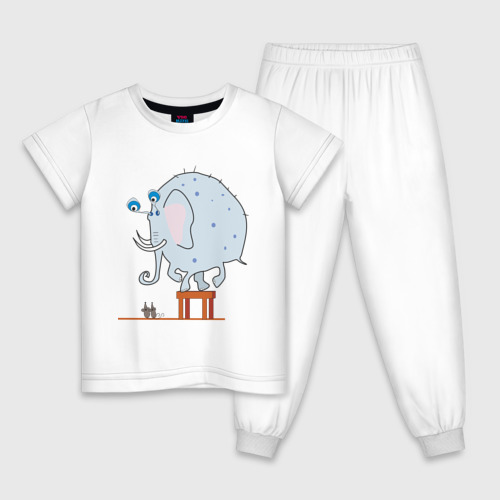 Детская пижама хлопок с принтом Слон и мыши, вид спереди #2