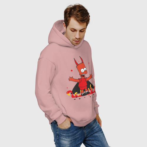 Мужское худи Oversize хлопок Bart Devil, цвет пыльно-розовый - фото 7