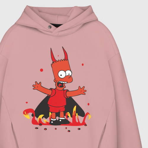 Мужское худи Oversize хлопок Bart Devil, цвет пыльно-розовый - фото 4