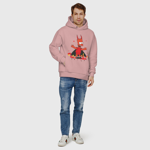 Мужское худи Oversize хлопок Bart Devil, цвет пыльно-розовый - фото 6