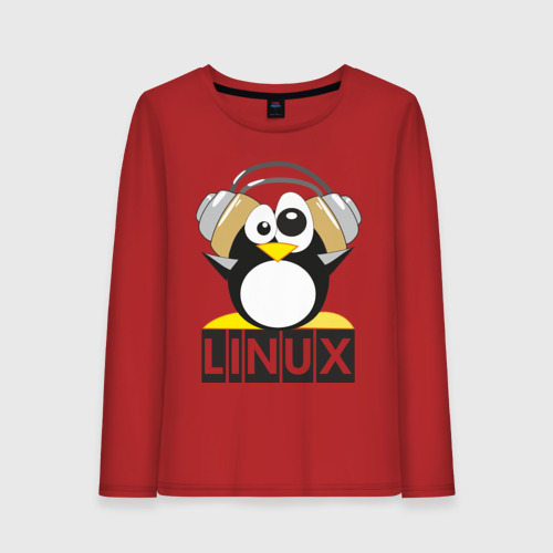 Женский лонгслив хлопок Linux 6, цвет красный
