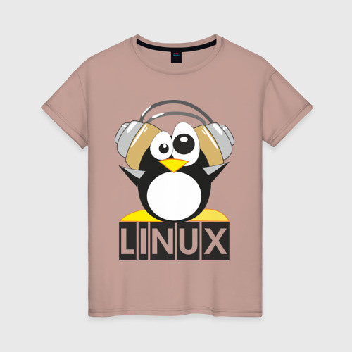 Женская футболка хлопок Linux 6, цвет пыльно-розовый