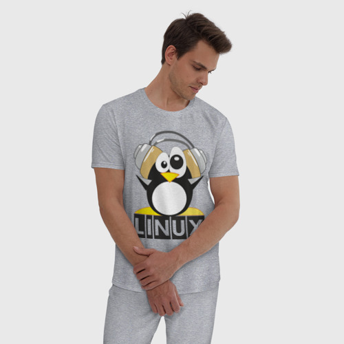Мужская пижама хлопок Linux 6, цвет меланж - фото 3