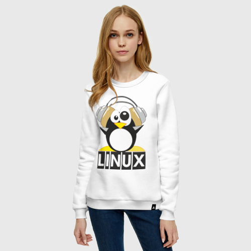 Женский свитшот хлопок Linux 6, цвет белый - фото 3