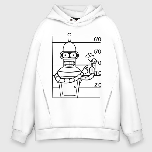 Мужское худи Oversize хлопок Bender 3, цвет белый