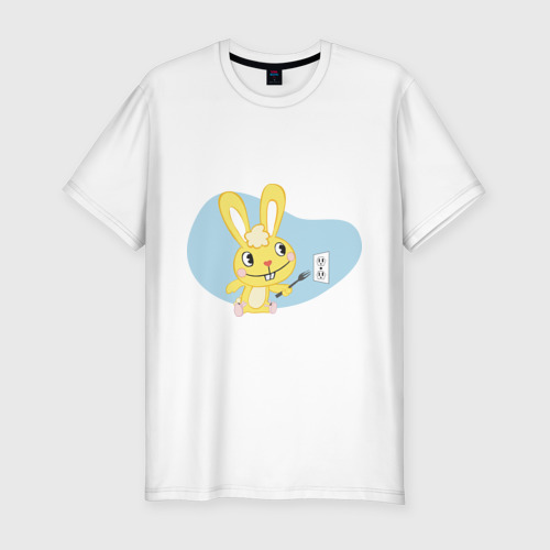 Мужская приталенная футболка из хлопка с принтом Happy tree friend 1, вид спереди №1