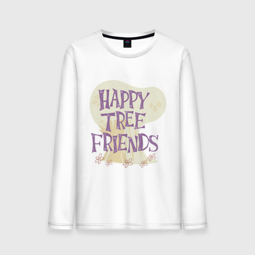 Мужской лонгслив хлопок Happy tree friend, цвет белый