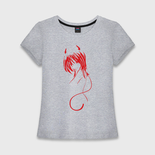 Женская футболка хлопок Slim Devil Girl, цвет меланж