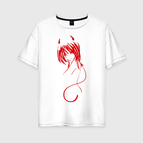 Женская футболка из хлопка оверсайз с принтом Devil Girl, вид спереди №1