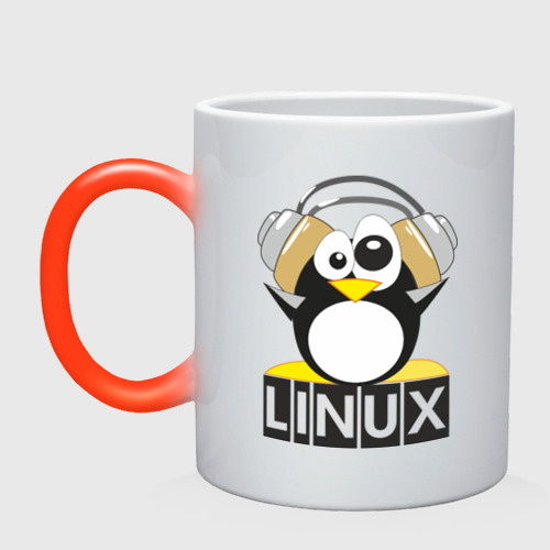 Кружка хамелеон с принтом Linux, вид спереди №1