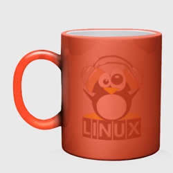 Кружка с принтом Linux для любого человека, вид спереди №2. Цвет основы: белый + красный