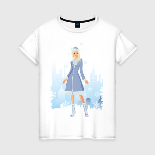 Женская футболка хлопок Снегурочка (2), цвет белый