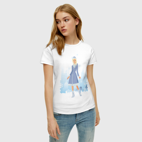 Женская футболка хлопок Снегурочка (2), цвет белый - фото 3