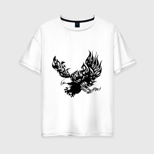 Женская футболка хлопок Oversize Орёл, цвет белый