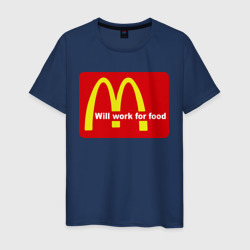 Мужская футболка хлопок Will work for food