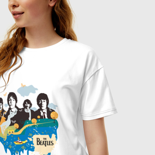 Женская футболка хлопок Oversize The Beatles, цвет белый - фото 3