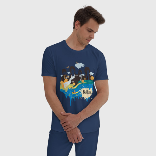 Мужская пижама хлопок The Beatles, цвет темно-синий - фото 3