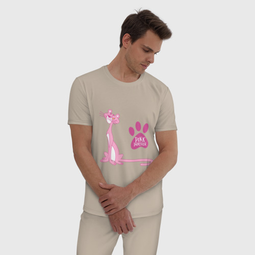 Мужская пижама хлопок Розовая Пантера, цвет миндальный - фото 3