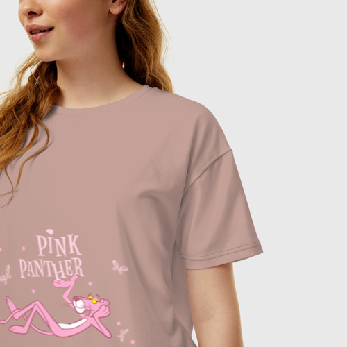 Женская футболка хлопок Oversize Pink panther, цвет пыльно-розовый - фото 3