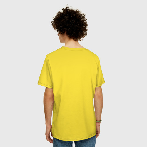 Мужская футболка хлопок Oversize с принтом Работаю за еду, вид сзади #2