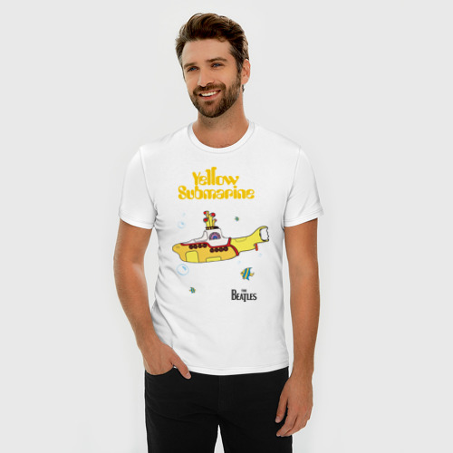 Мужская футболка хлопок Slim Yellow submarine, цвет белый - фото 3