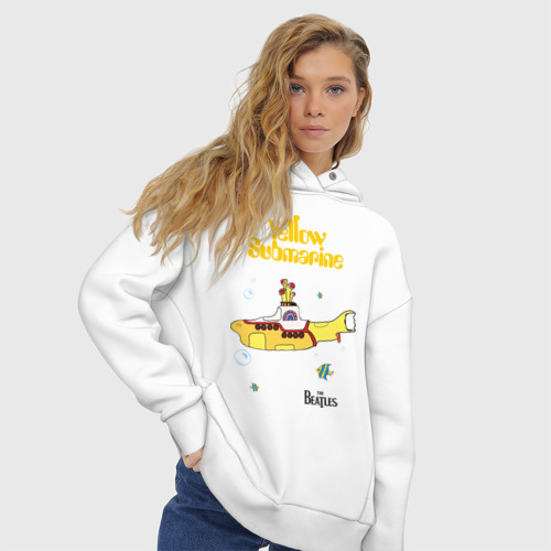 Женское худи Oversize хлопок Yellow submarine, цвет белый - фото 4